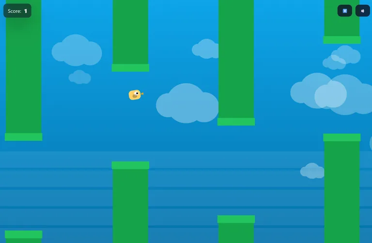Flappy bird flying through pipes