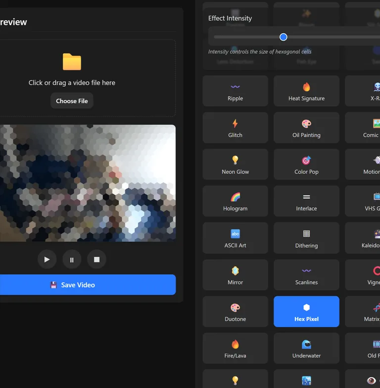 Video effects editor controls
