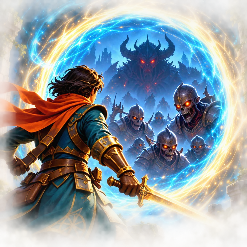 A glowing portal opens onto an endless adventure