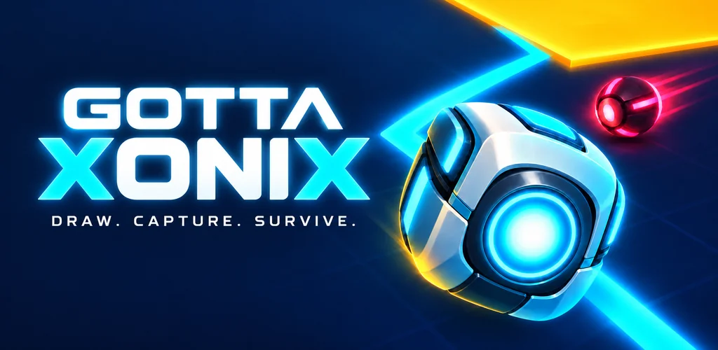 Gotta Xonix cyan drone and glowing trail