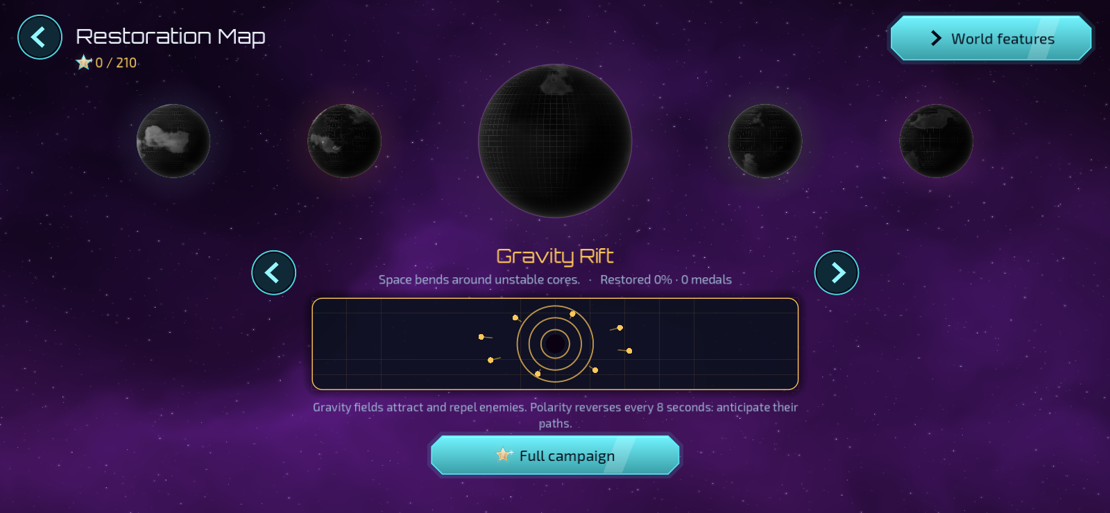 In-game campaign world preview showing its atmosphere and mechanics